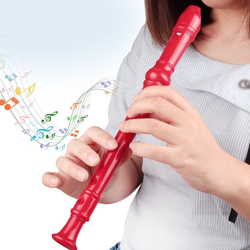 Mr.Power Soprano Recorder German Style C Key for Beginner Student Music Class 3 Piece ABS With Thumb Rest + Fingering Chart + Cleaning Stick + Carrying Bag (Red) - Image 2